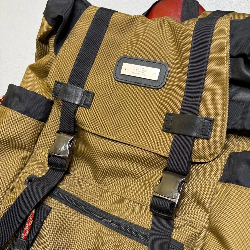 Gobi Rucksack Backpack Unisex Large Tan Black Rugged Outdoor Hiking Bag